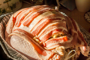 Bacon wrapped turkey
