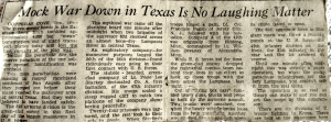 Mock War in Texas- newspaper article from 1952