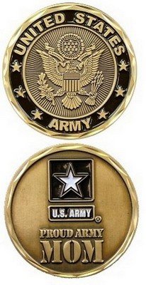 United States Military US Armed Forces Army Proud Mom - Good Luck Double Sided Collectible Challenge Pewter Coin