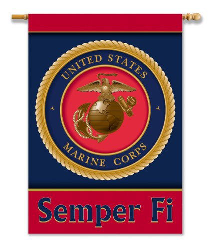 Official Marine Seal Semper Fi 2-Sided Banner with Pole Sleeve