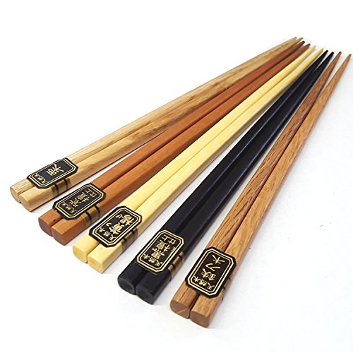 5pcs Japanese Bamboo Chopsticks Gift Set Multi Color Design (MNT)