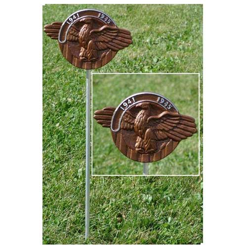 US Flag Store Aluminum WWII Veteran Grave Marker, Bronze Finished