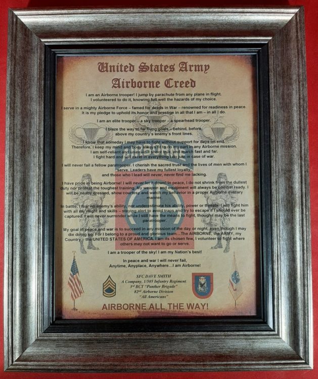 The Army Airborne creed is near and dear to all 82nd Airborne veterans. Find Army Airborne gifts and remember Airborne All The Way