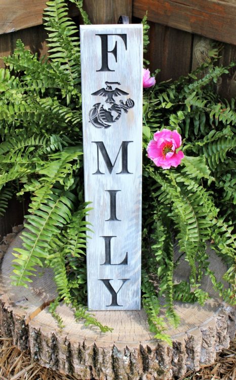 Find unique gifts for Marine Corps veterans and their families. Everything from this USMC Family yard sign to t-shirts and beer openers.