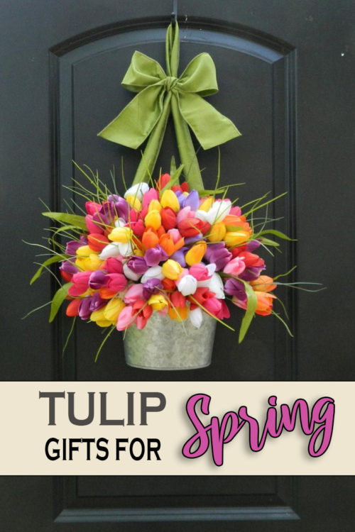 Tulip flower arrangements and door hangers are perfect for spring decorating and Easter.